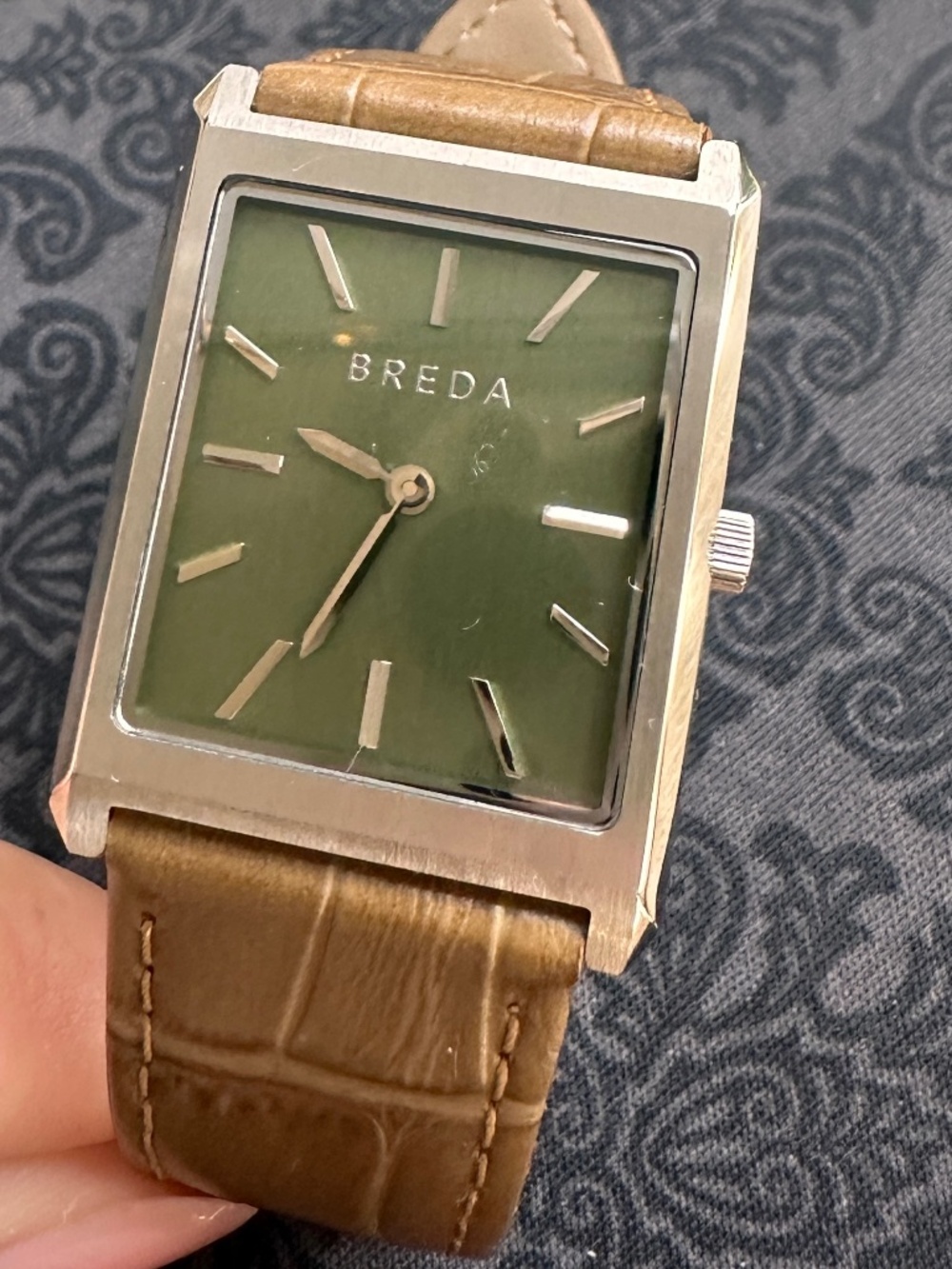 BREDA Virgil 26mm Green Dial Tan Leather Watch Needs Battery